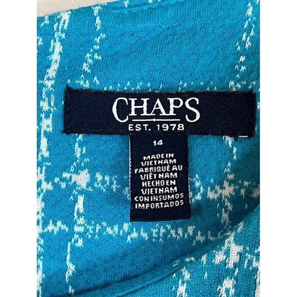 Chaps Dress 14 Blue Plaid Preppy Boho Western Retro Office 80s Neutral Feminine - Picture 2 of 15